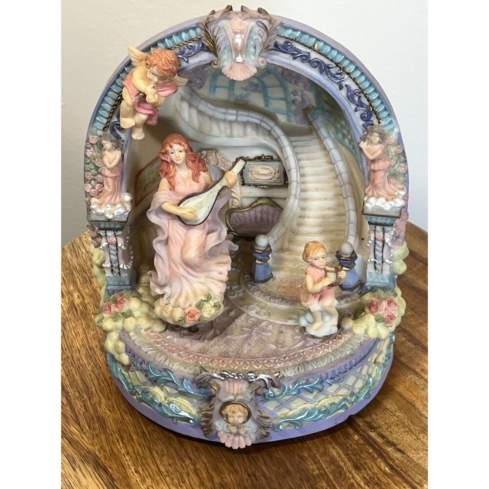SOLD Hand-Painted Classic Treasures Musical Animated Angel Figurine Music Box